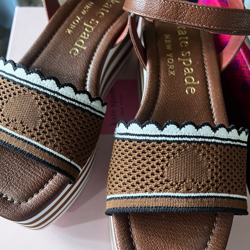 Kate Spade Brown Textured Strap Sandals